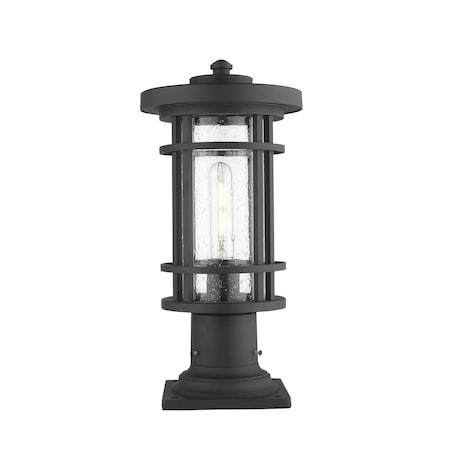 Z-Lite Jordan 1 Light Outdoor Pier Mounted Fixture, Black And Clear Seedy 570PHM-533PM-BK